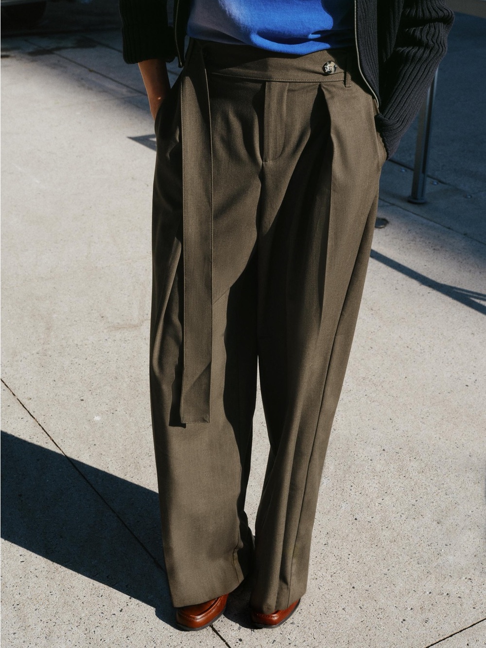 Zara pleated belted pants
